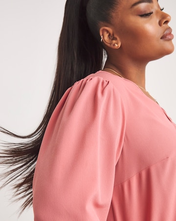Rose Longline V Neck Long Sleeve Boxy Top
