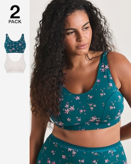 Slimma (2 Pack) Cotton Comfort Tops Floral Print