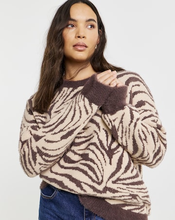 Zebra Print Crew Neck Jumper