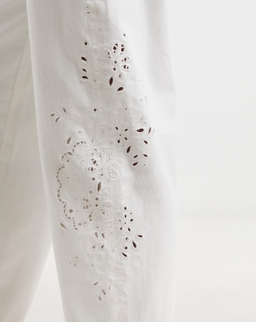 Simply Be White Broderie Detail Barrel Leg Jeans