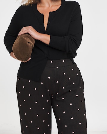 Chocolate Textured Spot Print Wide Leg Trouser