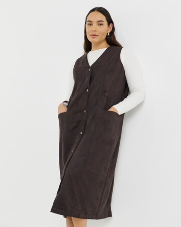 Simply Be Chocolate Suedette Button Through Midi Dress