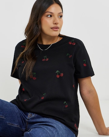 Black Hot Fix Cherries T-Shirt