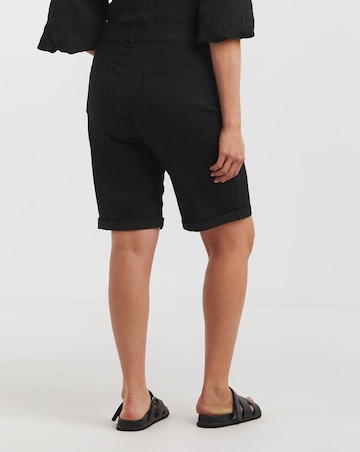 Simply Be Washed Black Authentic Denim Loose Mom Short