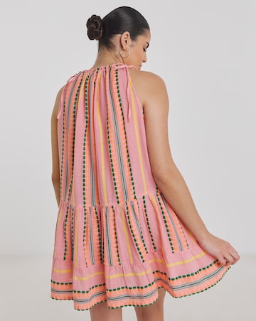 Beach to Beach Jacquard Stripe Mini Beach Dress