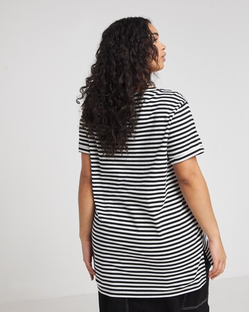 Grey Marl & Stripe 2 Pack V Neck Longline T-Shirts