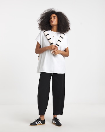 White Slouchy Dip Back Pure Cotton T-Shirt