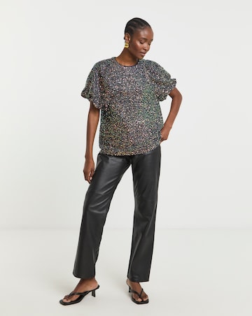 Joanna Hope Sequin Puff Sleeve top