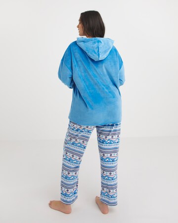 Fleece Hoodie and Fairisle Jogger Pyjama Lounge Set