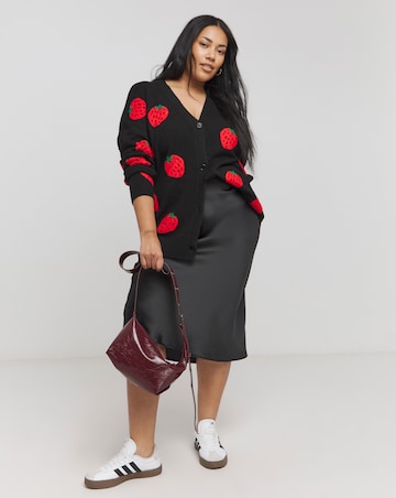 Black Strawberry Boyfriend Cardigan