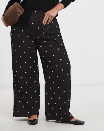 Chocolate Textured Spot Print Wide Leg Trouser