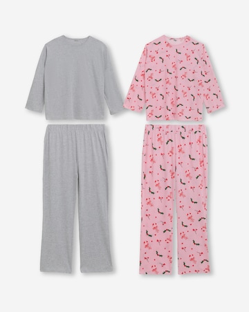 Simply Be (2 Pack) Value Christmas Holly Pyjama Sets