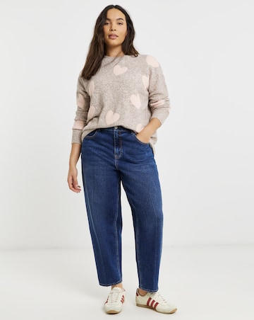 Brushed Yarn Heart Print Jumper