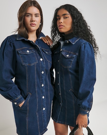 Indigo Long Sleeve Boxy Denim Mini Dress