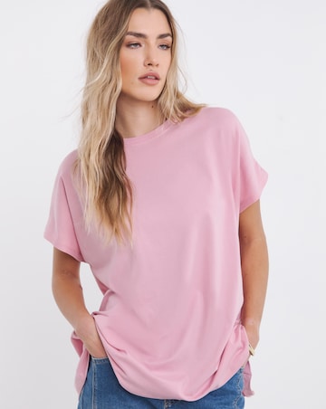 Simply Be Blush Pink Slouchy Dip Back Pure Cotton T-Shirt