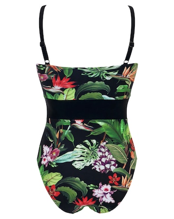 Pour Moi Palermo Panelled Tummy Control Swimsuit Black Tropic