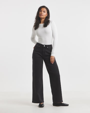 Simply Be 99 1 Black Comfort Stretch Slouchy Wide Leg Jeans