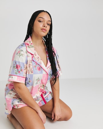 Floral Patch Work Print Shortie Pyjama Set