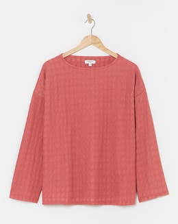 Terracotta Textured Flute Sleeve Top