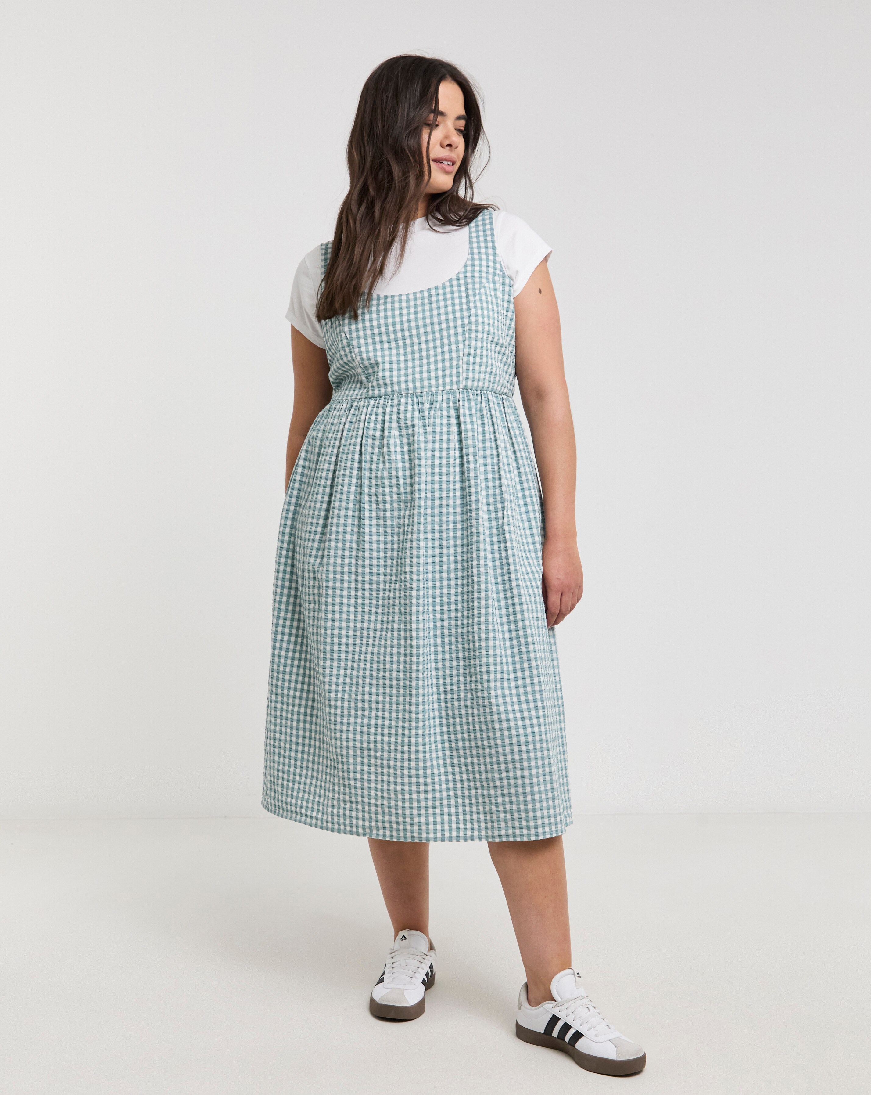 Simply Be Gingham Textured Sundress With Pockets