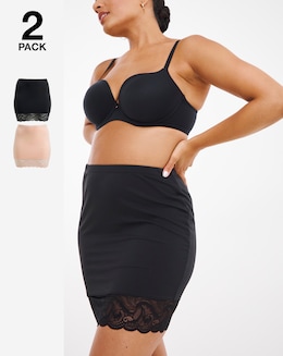 MAGISCULPT Firm Control (2 Pack) Shape And Sculpt Half Slips Black/Blush