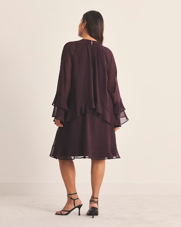 Plum Georgette Frill Skater Dress