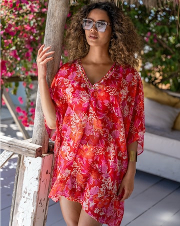 Pour Moi Chiffon V Neck Embellished Kaftan