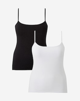 Pretty Secrets 2 Pack Cotton Rich Support Vest White/Black