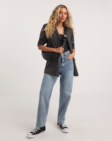 Grey Stretch Ponte Jersey Relaxed Blazer