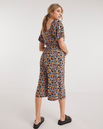 Ditsy Floral Print Supersoft Sweetheart Neck Jumpsuit