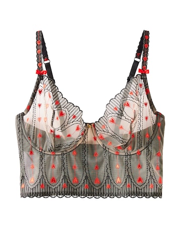 Simply Be Sexy Stripy Hearts Underwired Non Padded Longline Bra