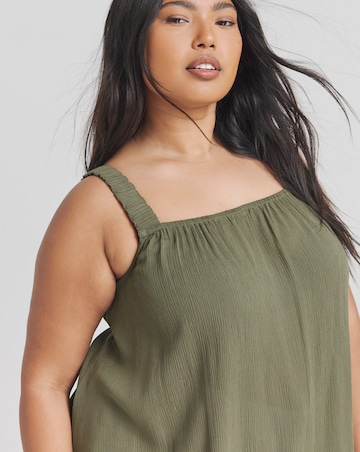 Simply Be Khaki Crinkle Ruched Strap Cami