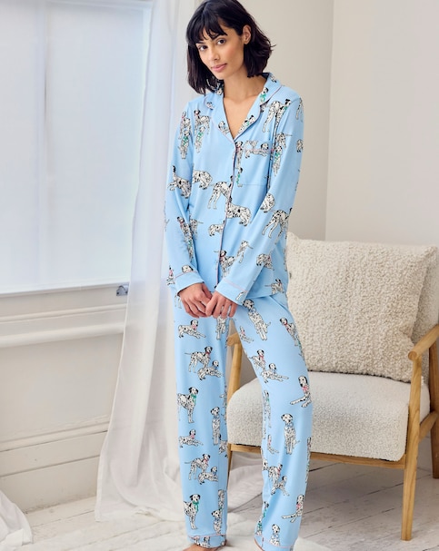 Chelsea Peers Classic Button Up Pyjama Set Dalmatian Dogs Print
