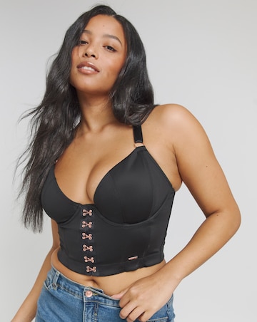Figleaves Neoprene Underwired Front Fastening Non Padded Corset (B-F) Black