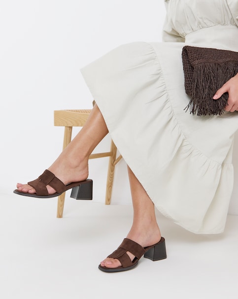 Raye Low Block Heel Woven Mules - Wide Fit (E)