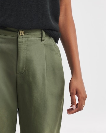 Khaki Wide Leg Chino Trousers