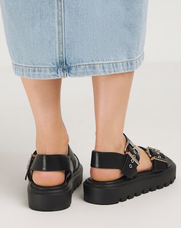 Bey Statement Buckle Chunky Sandals Ex Wide Fit