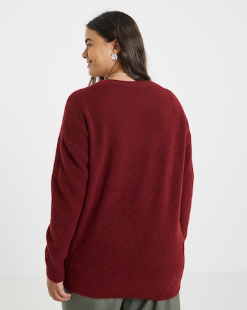 Simply Be Burgundy Slogan Knitted Crew Neck Jumper