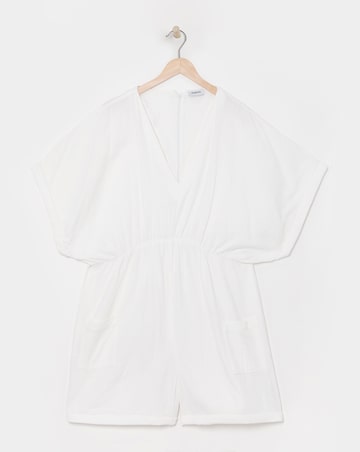 Simply Be White Cheesecloth Playsuit