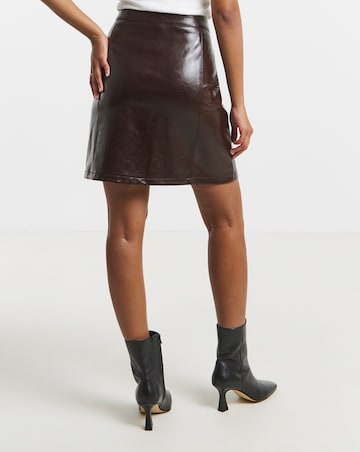 Simply Be Burgundy Faux Leather Lacquered Mini Skirt
