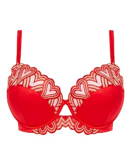 Figleaves Curve Siren Red Heart and Satin 1/2 Bra