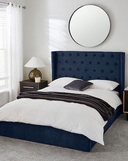 Allegra Winged Velvet Ottoman Bedframe