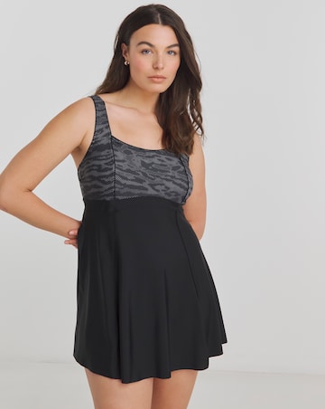 Sports Square Neck Swimdress With Shorts