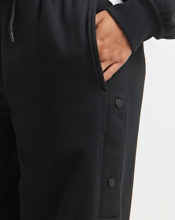 Black Half Popper Wide Leg Joggers