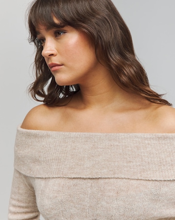 Oatmeal Rib Bardot Jumper