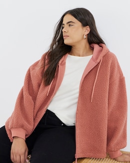 Dusty Pink Borg Zip Through