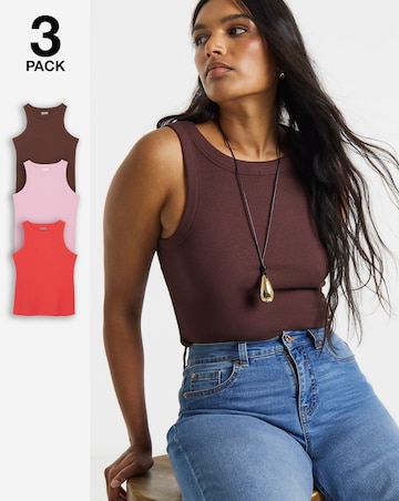 Red, Pink & Chocolate 3 Pack High Neck Vests