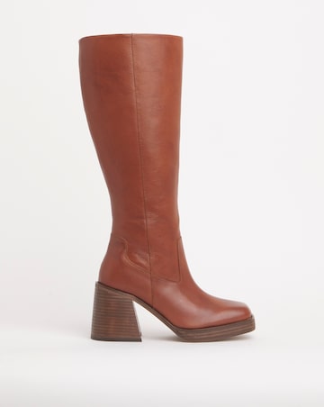 Gingerly Leather Platform Knee High Boots - Wide Fit (E) & Standard Calf