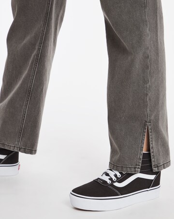 Washed Black Non Stretch High Rise 90's Split Hem Straight Leg Jeans