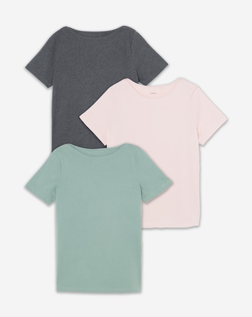 Charcoal, Sage & Pink 3 Pack Slash Neck Short Sleeve Tops